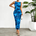 Sarah Express Women's Sleeveless Mesh Maxi Dress Elegant Slim Fit Bodycon Evening Cocktail Gown