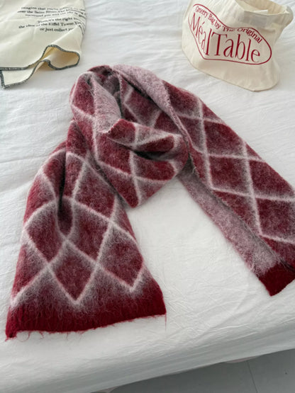 Sarah Express Women's Diamond Pattern Fuzzy Knit Scarf