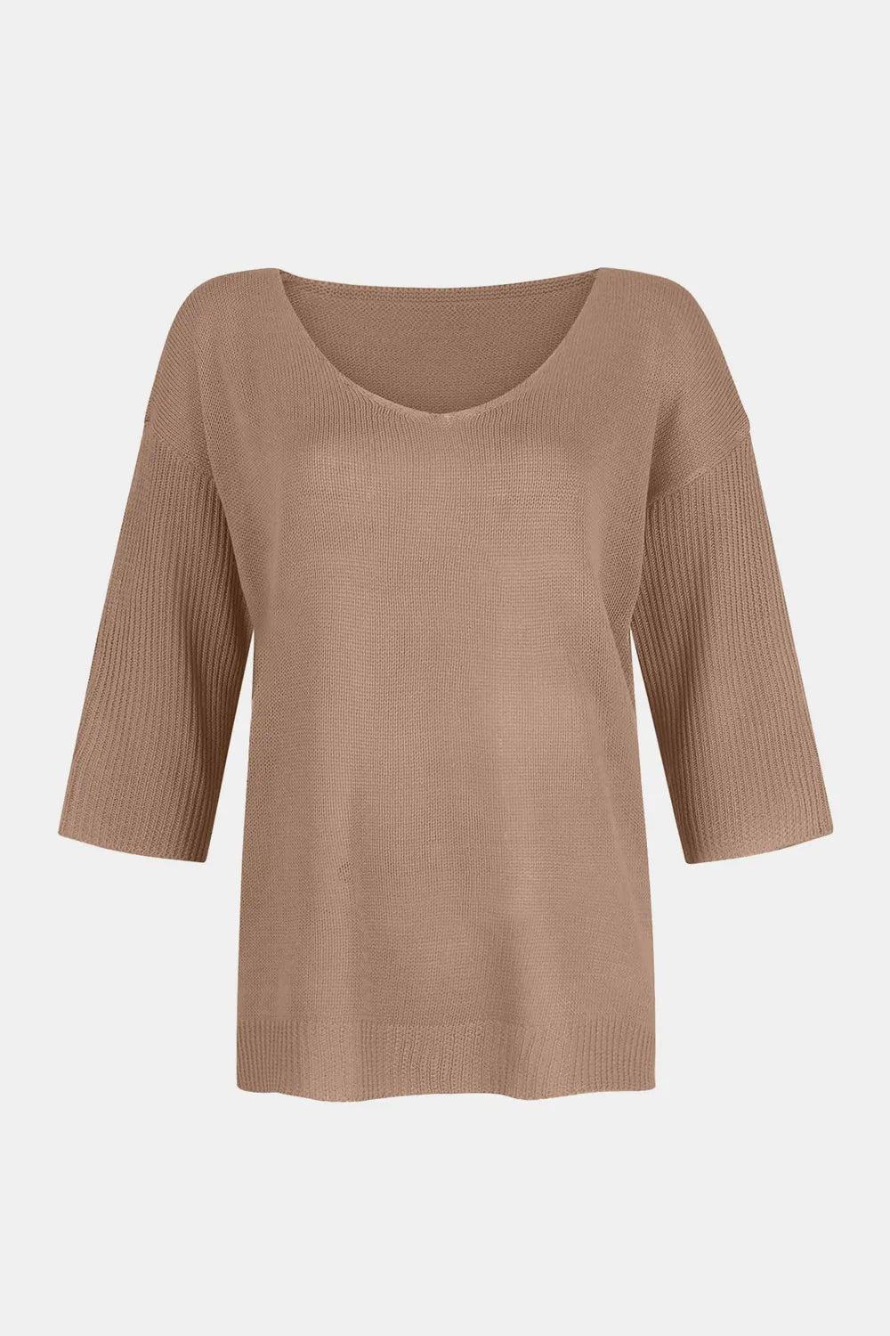Sarah Express Women's V-Neck Three-Quarter Sleeve Knit Top