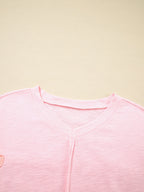 Sarah Express Women's Flower Patched Exposed Seam Oversized T Shirt