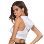 Sarah Express Women's Hooded Sports Bra Yoga Vest - Quick-Drying Shockproof Running Crop Top