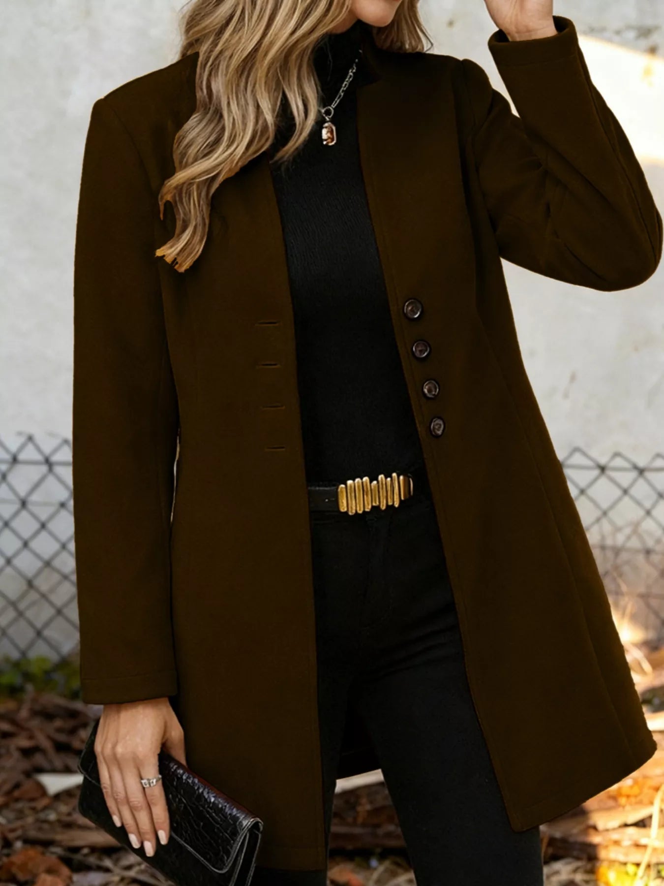 Sarah Express Women's Longline Button-Down Shirt Jacket with Pockets