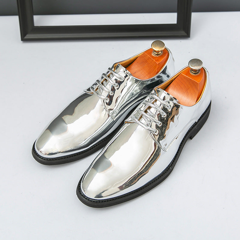 Sarah Express Mens Casual Pointed-toe Glossy Leather Shoes In British Style