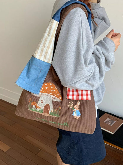 Sarah Express Women's Mushroom Corduroy Tote Bag