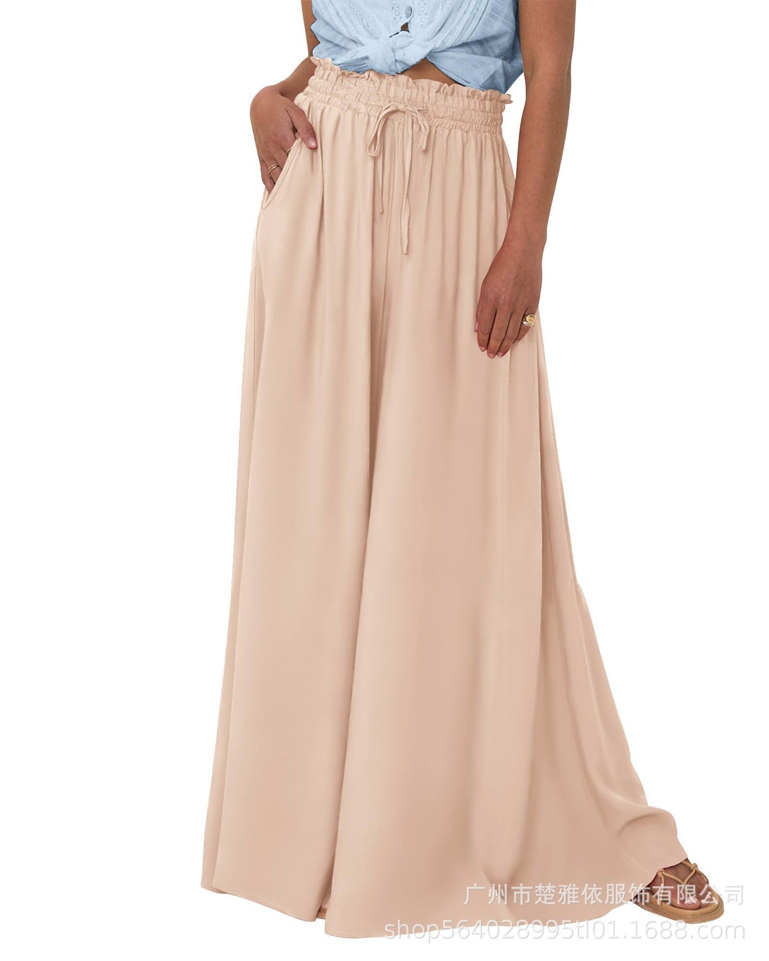 Sarah Express Women's High Waist Wide Leg Pants Casual Polyester Trousers