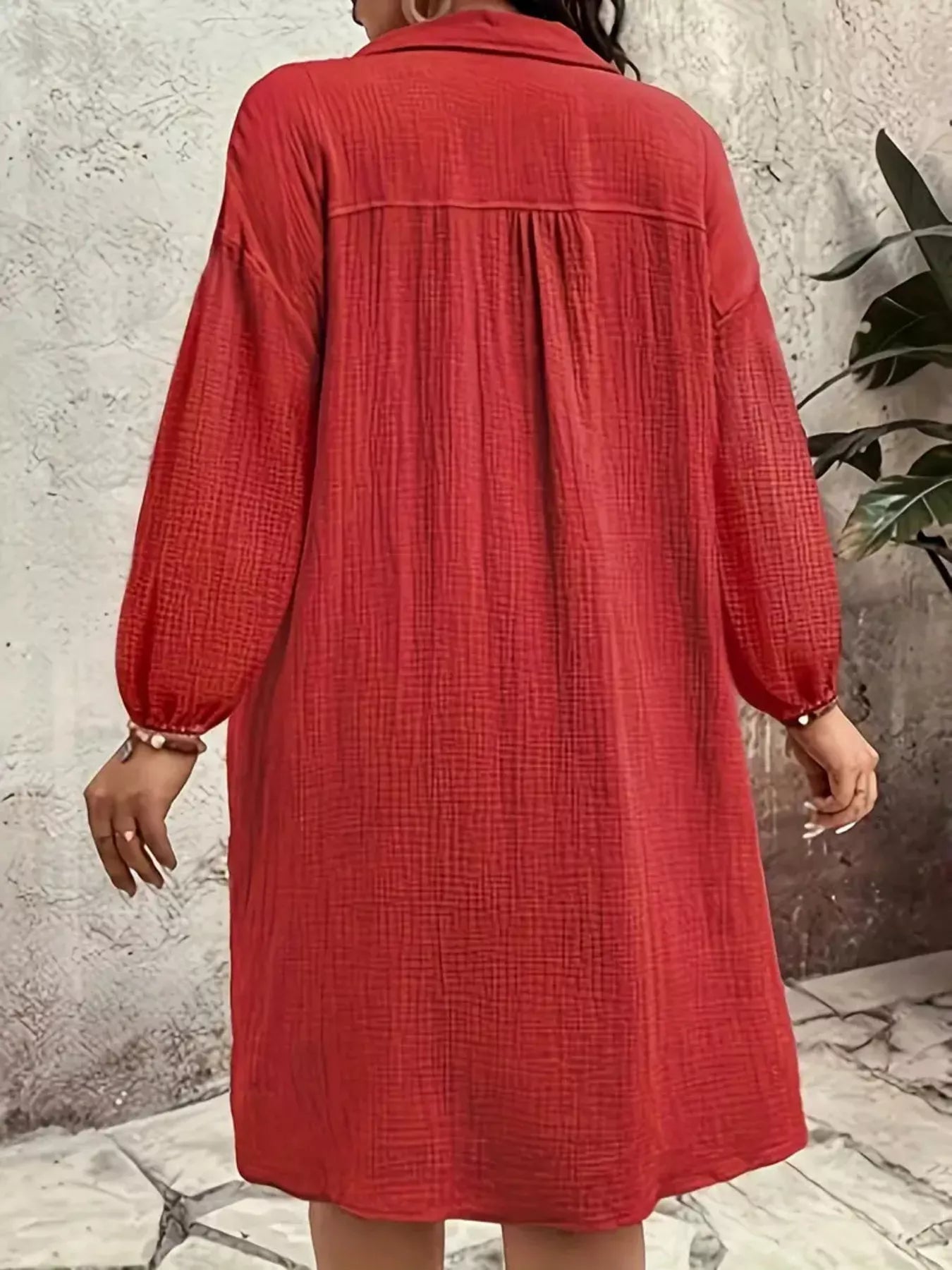 Sarah Express Women's Plus Size Casual Button-Down Shirt Dress