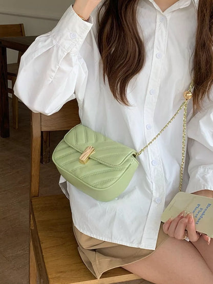 Sarah Express Women's Quilted Flap Chain Crossbody Bag Tender Green ONESIZE