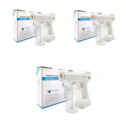 Sarah Express Wireless Nano Atomizing Spray Gun - Rechargeable Handheld Disinfection Fogger 800ml White USB 3pc