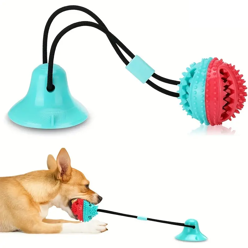Sarah Express Interactive Dog Toy Suction Cup Tug-of-War Treat Dispenser for Aggressive Chewers - Durable TPR Teething Toy
