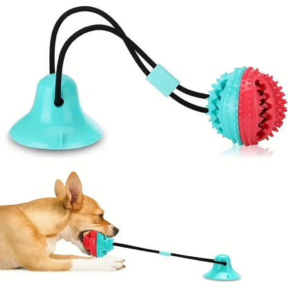 Sarah Express Interactive Dog Toy Suction Cup Tug-of-War Treat Dispenser for Aggressive Chewers - Durable TPR Teething Toy