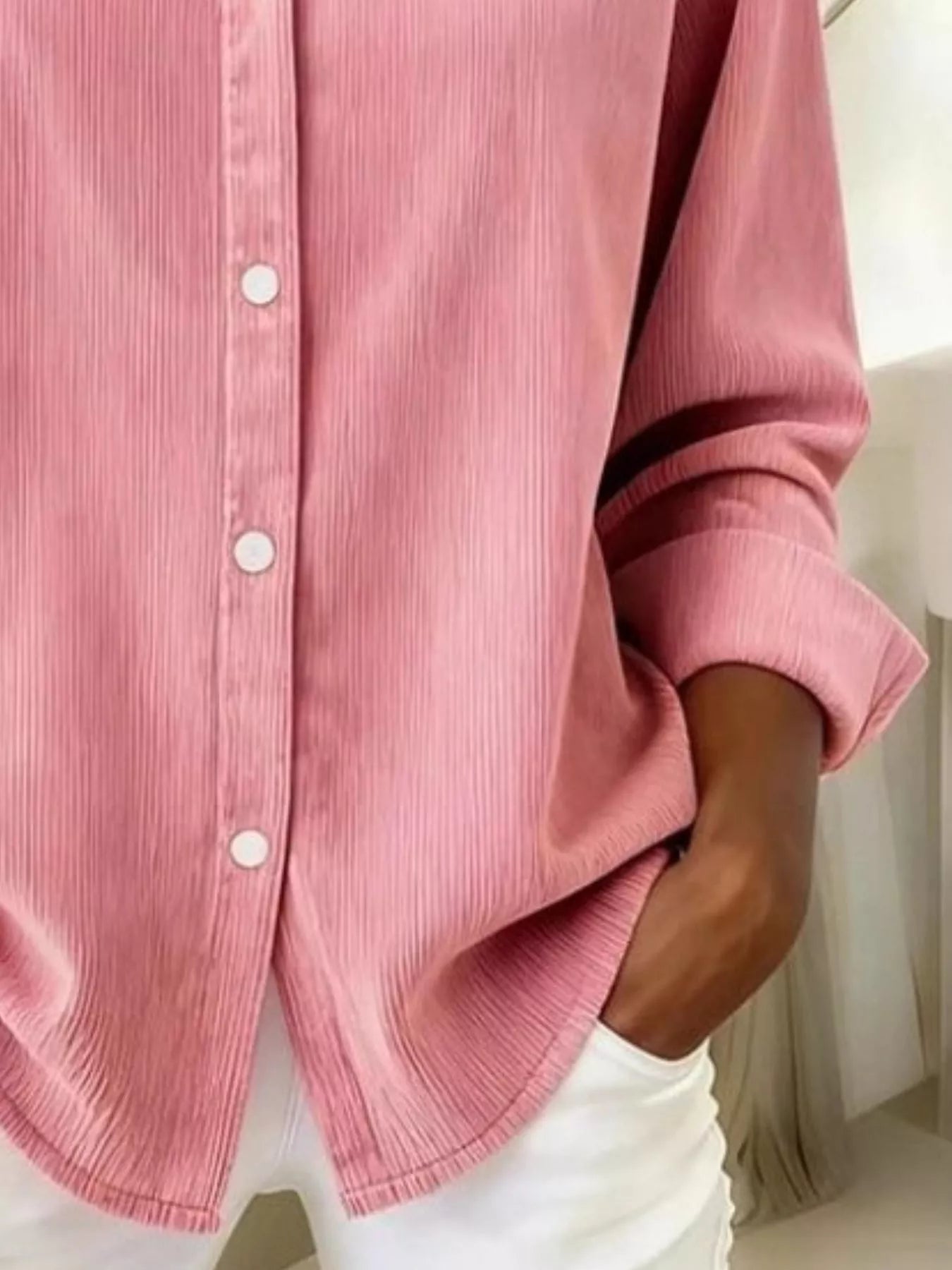 Sarah Express Women's Corduroy Button-Down Shirt Plus Size