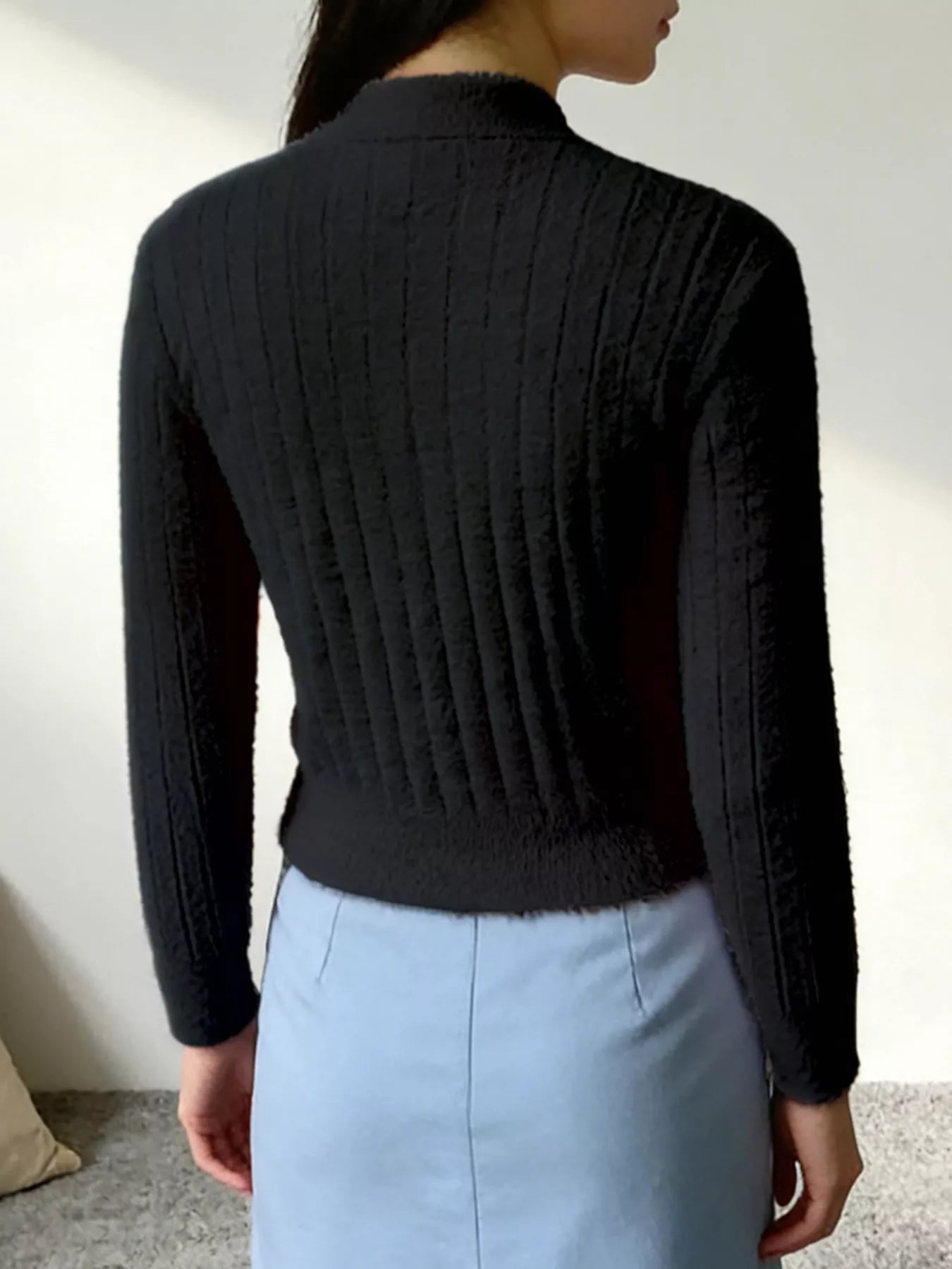 Sarah Express Women's Button Up Ribbed Knit Cardigan