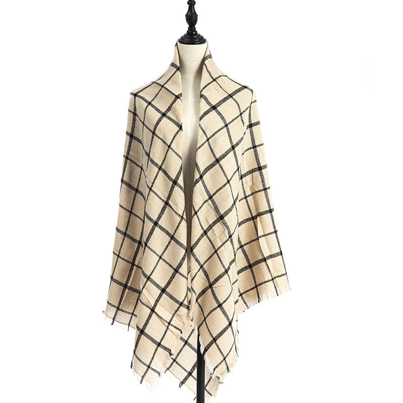 Sarah Express Women's Oversized Square Scarf Cashmere-like Double-Sided Shawl 140cm Woven Fall Winter Accessory
