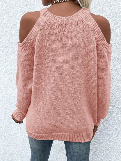 Sarah Express Women's Cold Shoulder Knit Sweater