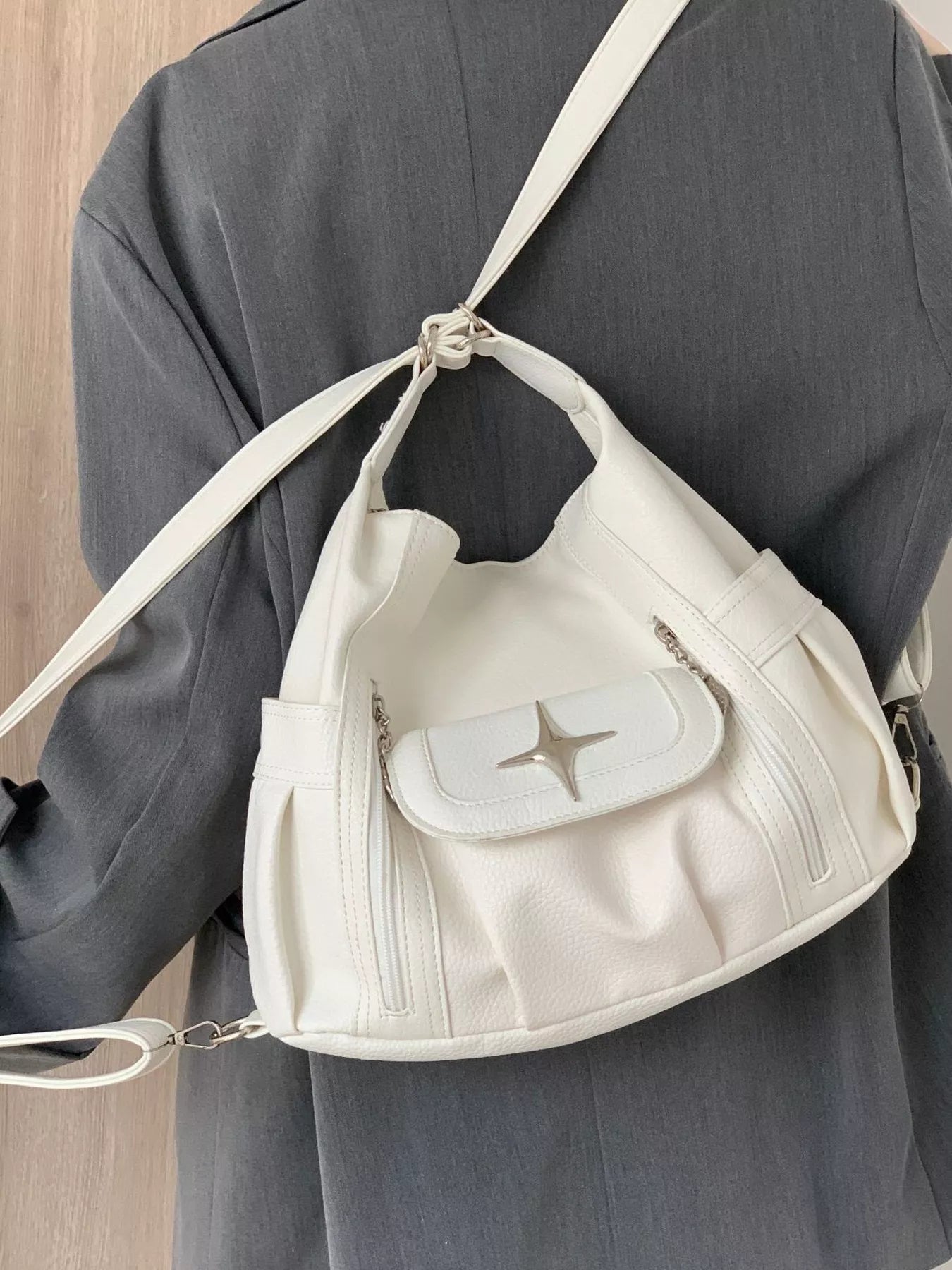 Sarah Express Women's Adjustable Strap Star Decor Convertible Crossbody Bag