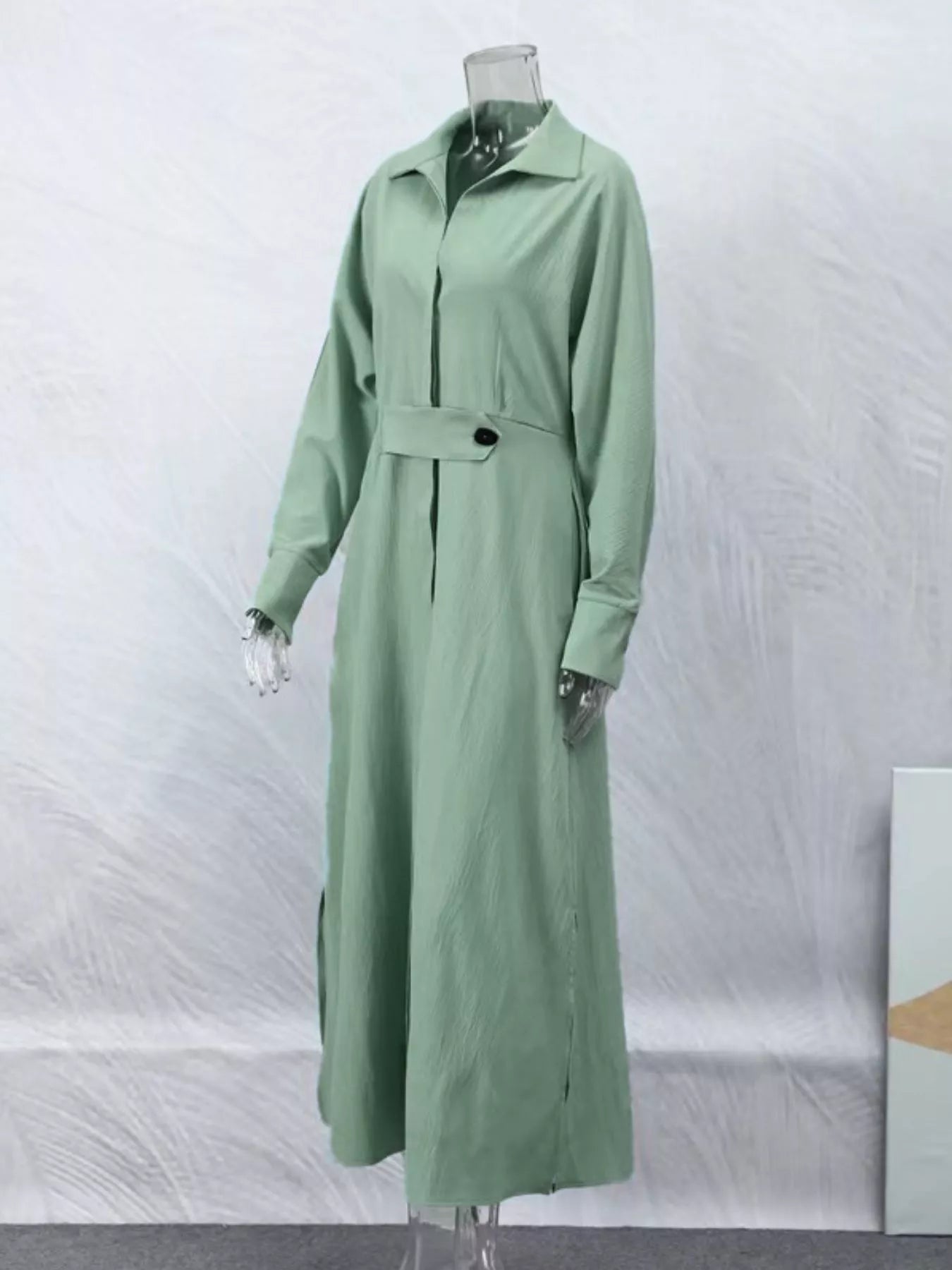 Sarah Express Women's Side Slit Long Sleeve Shirt Dress