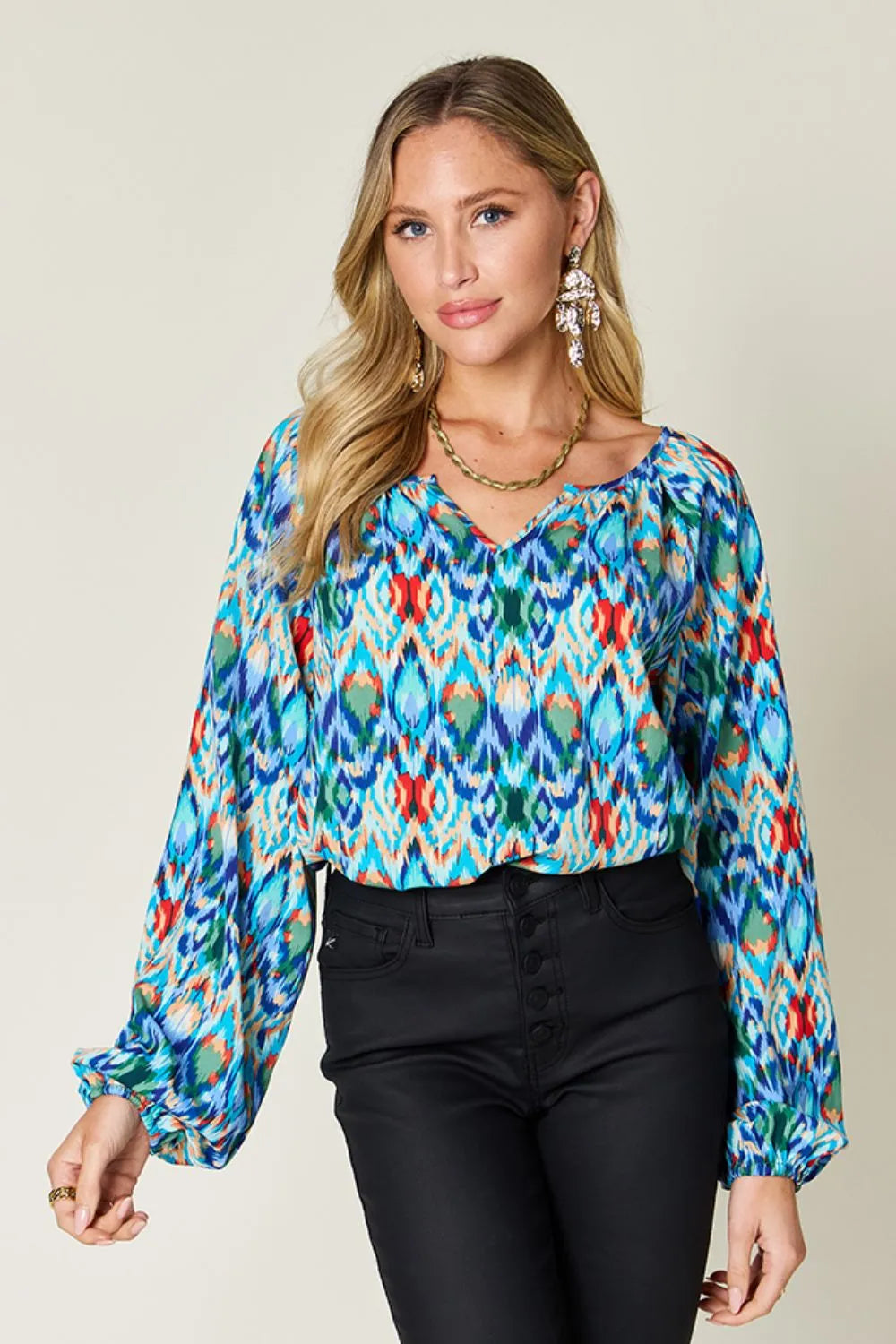 Sarah Express Women's Printed Balloon Sleeve Blouse