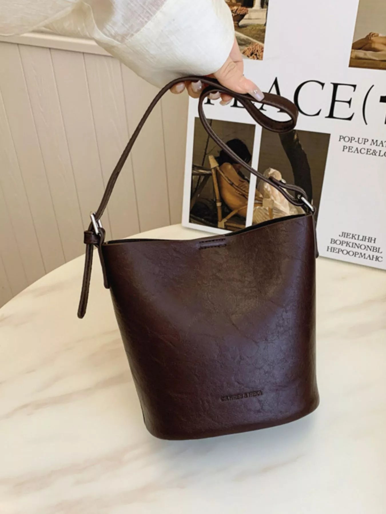 Sarah Express Women's Vintage Style Bucket Crossbody Bag