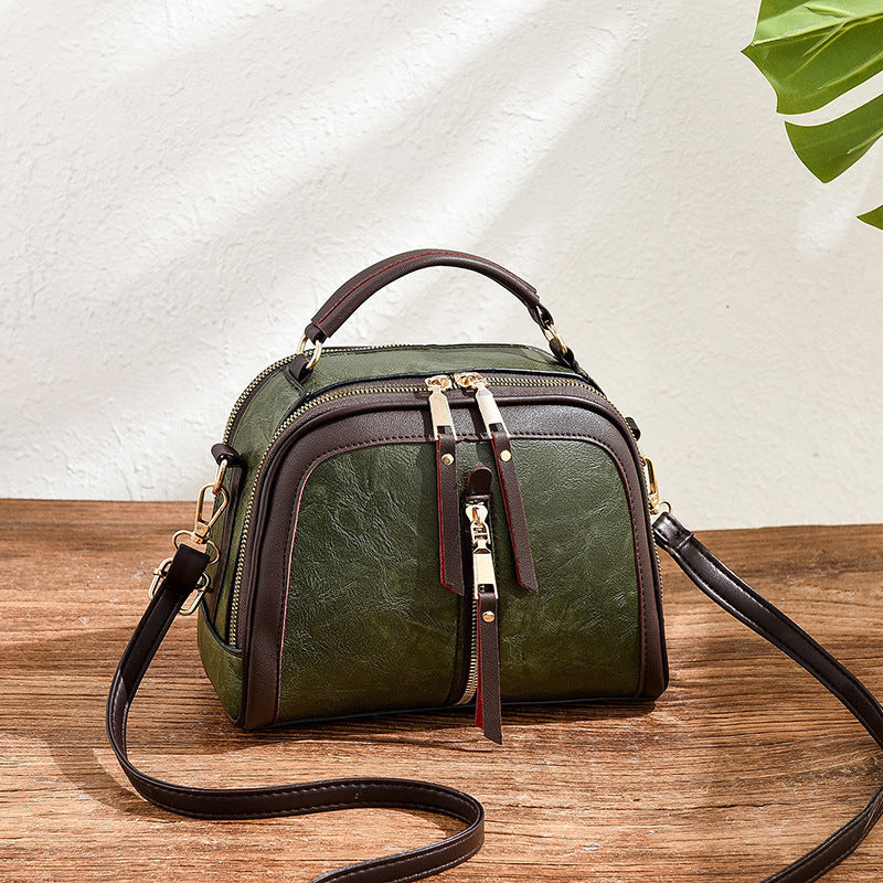 Sarah Express Womens Quilted Oval Crossbody Bag – Vintage Tote & Shoulder Bag Army Green