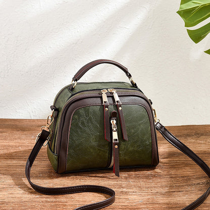 Sarah Express Womens Quilted Oval Crossbody Bag – Vintage Tote & Shoulder Bag Army Green
