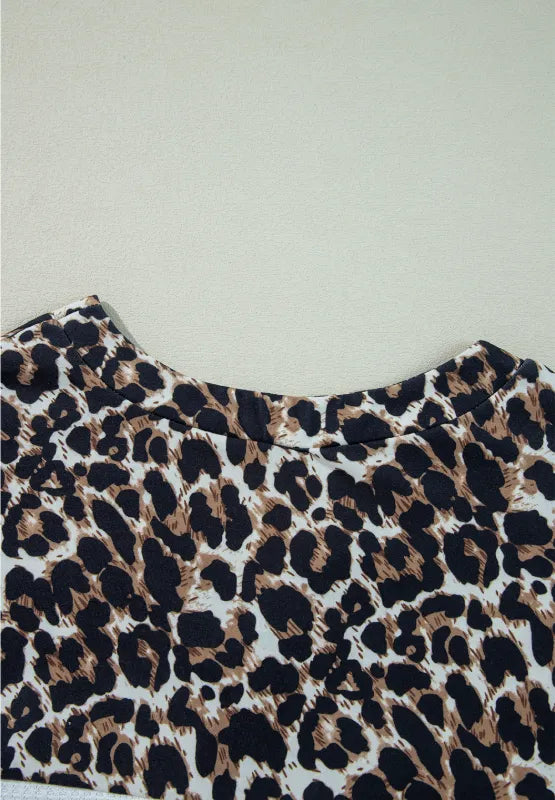 Sarah Express Women's Waffle-Knit Leopard V-Neck Long Sleeve Blouse