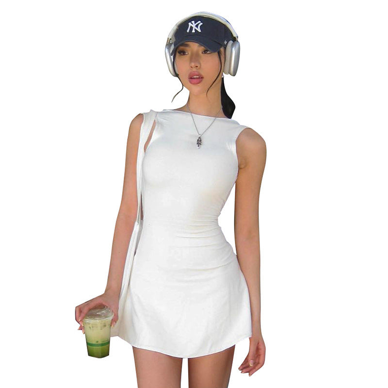 Sarah Express Backless Ruffle High-Waist Bodycon Mini Dress