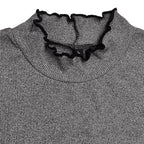 Sarah Express Ribbed Mock Neck Long Sleeve T-Shirt Slim Fit Layering Top