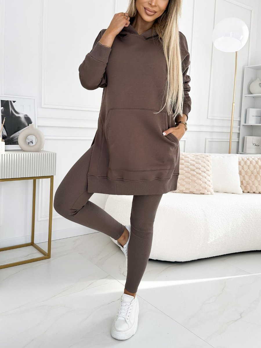 Sarah Express Women's Hooded Sweatshirt and Thickened Leggings Two-Piece Athleisure Set