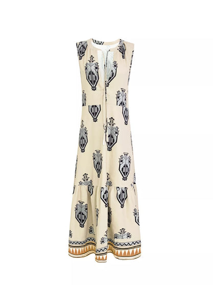 Sarah Express Women's Printed Sleeveless Maxi Dress