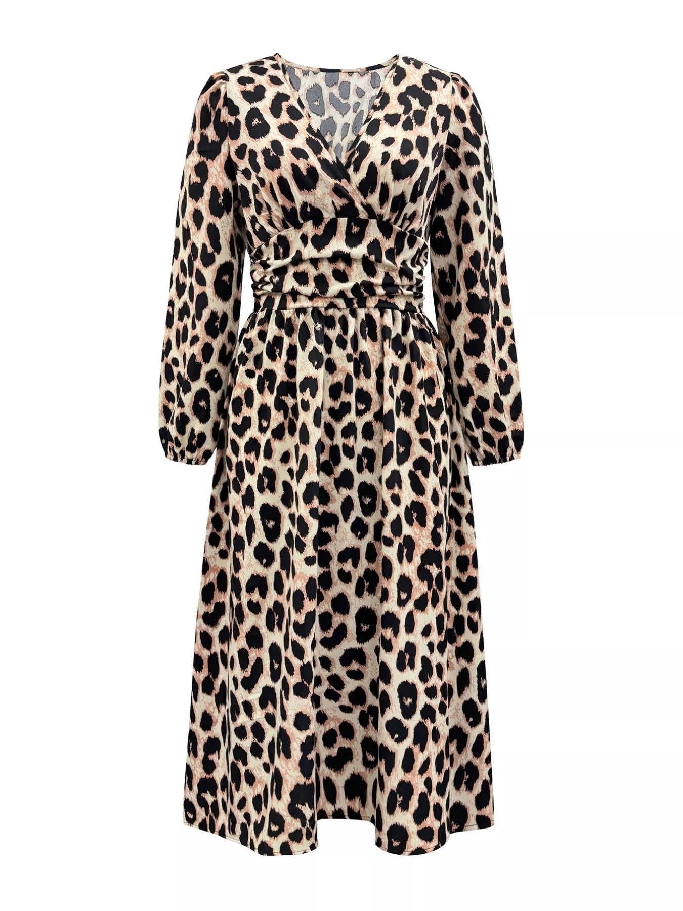 Sarah Express Women's Leopard Print Wrap Midi Dress