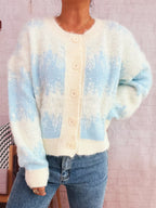 Sarah Express Women's Ribbed Hem Button Up Cardigan