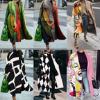 Sarah Express Women's Plaid Print Long Sleeve Coat Loose Fit Outerwear