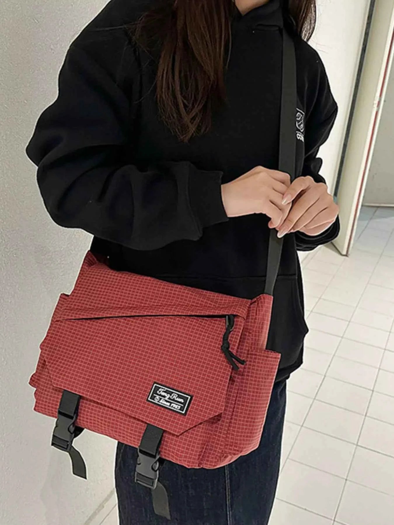 Plaid Buckle Flap Crossbody Bag