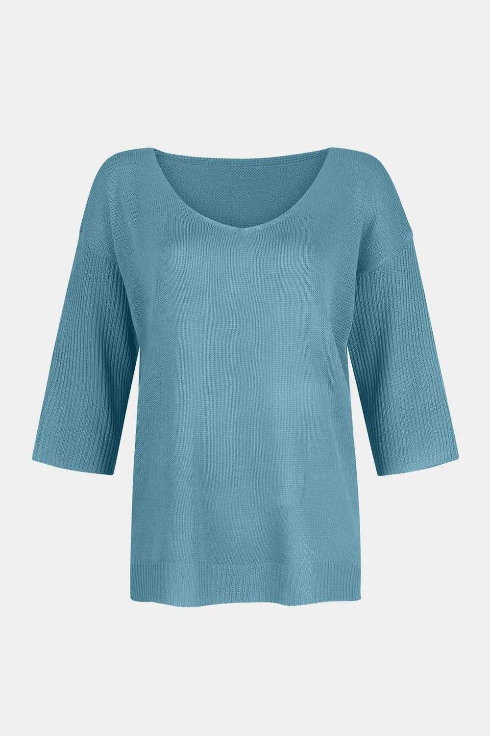 Sarah Express Women's V-Neck Three-Quarter Sleeve Knit Top