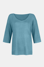 Sarah Express Women's V-Neck Three-Quarter Sleeve Knit Top