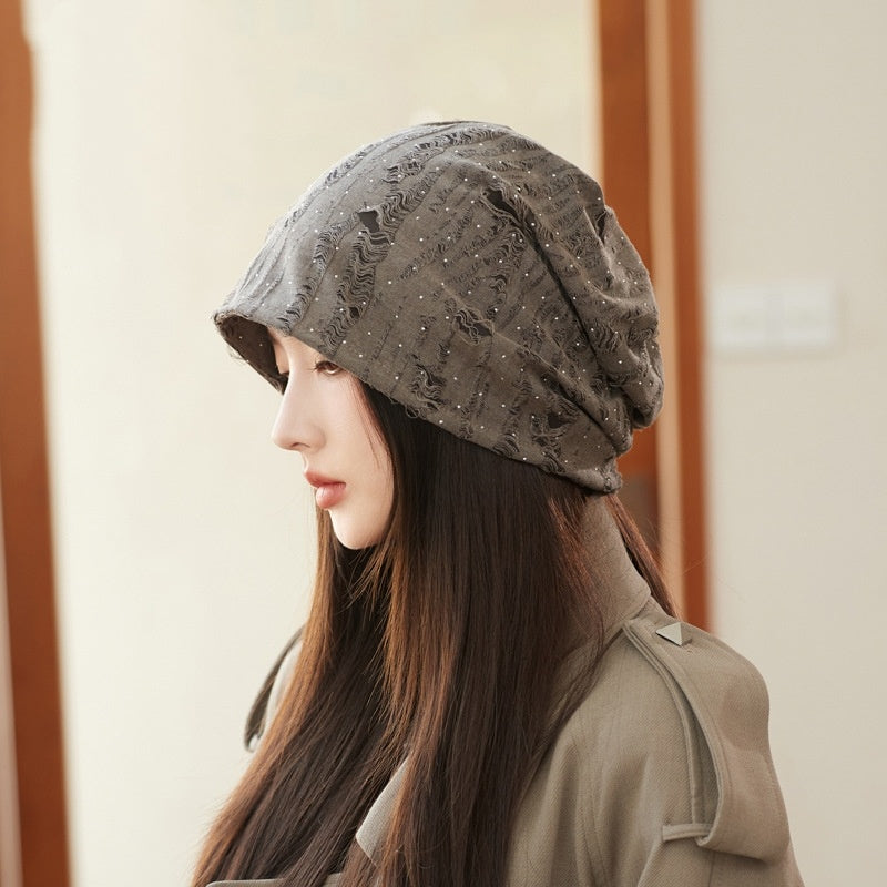Sarah Express Women's Korean Style Slouchy Beanie Adjustable Textured Knit Winter Hat