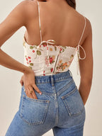 Sarah Express Women's Printed Smocked Cami Top