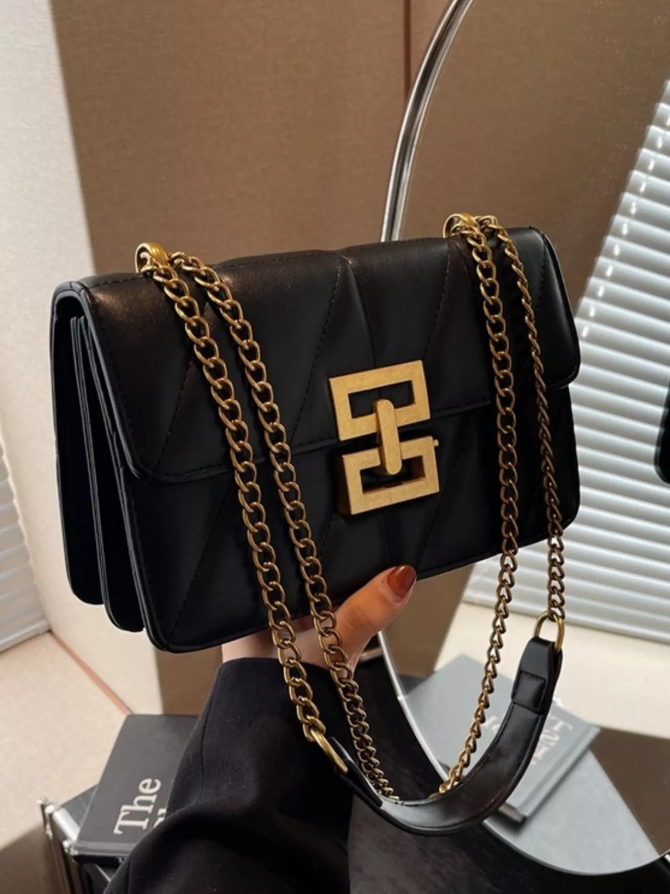 Sarah Express Women's Quilted Flap Chain Crossbody Bag Small PU Leather Shoulder Purse