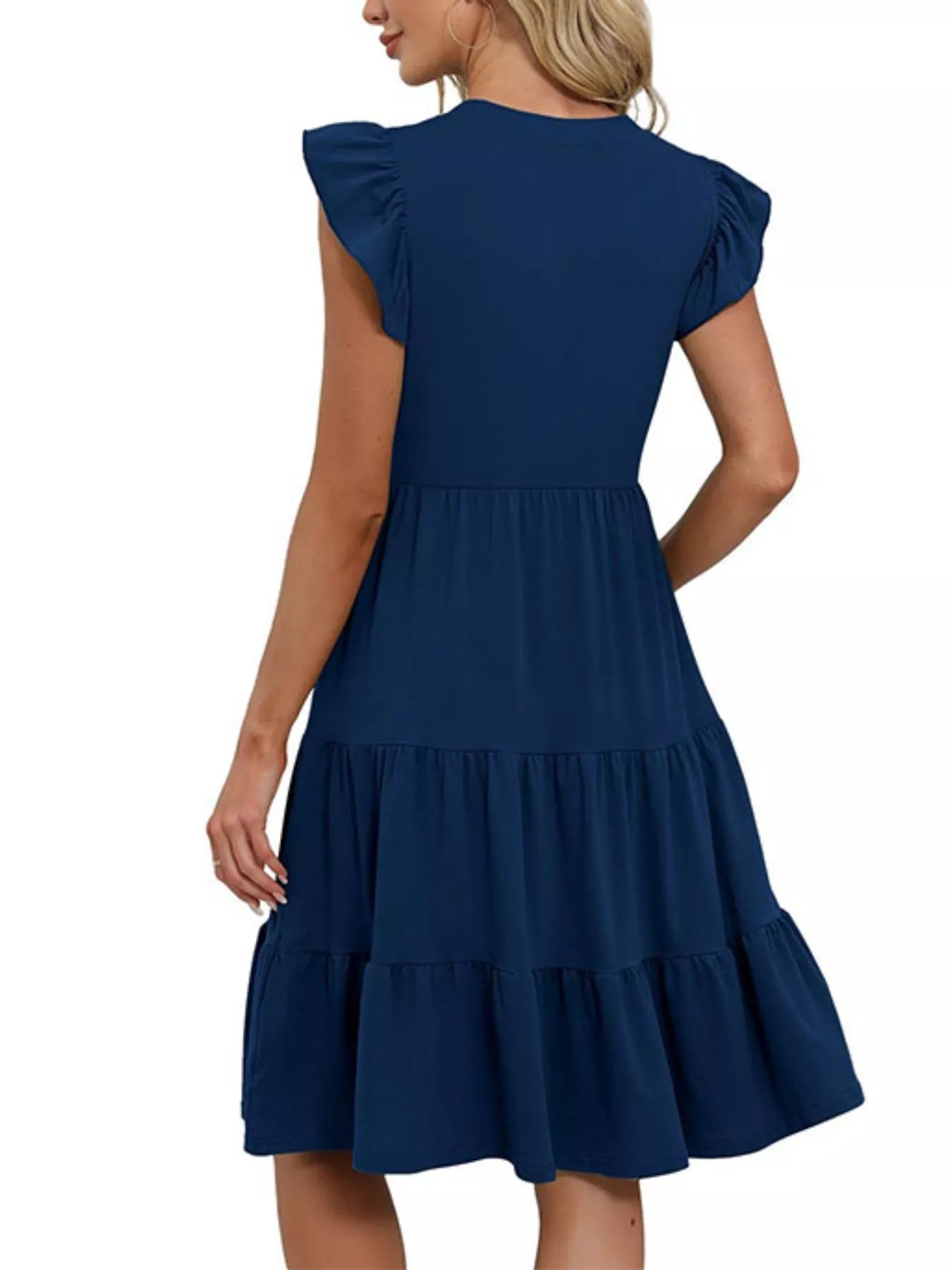 Sarah Express Women's Ruffle Sleeve Tiered Midi Dress