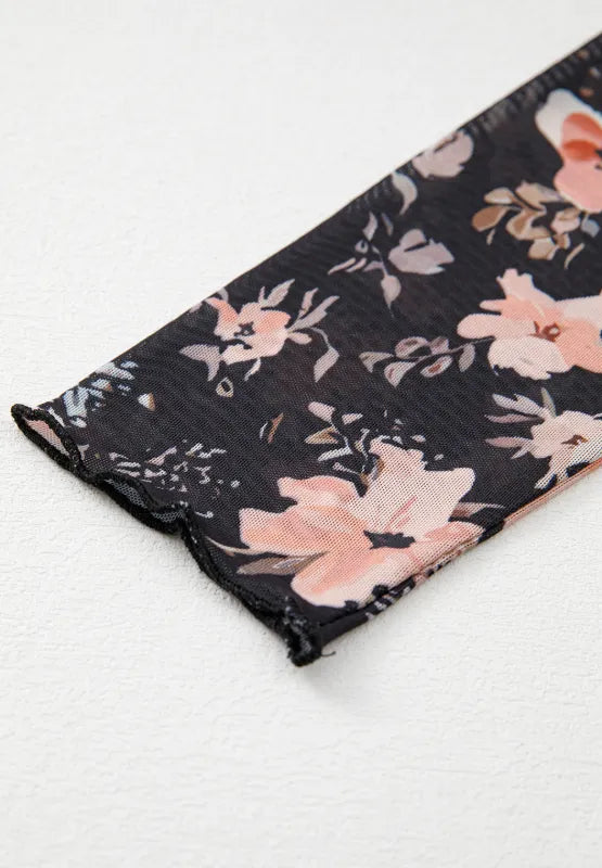 Sarah Express Women's Floral Mock Neck Long Sleeve Blouse