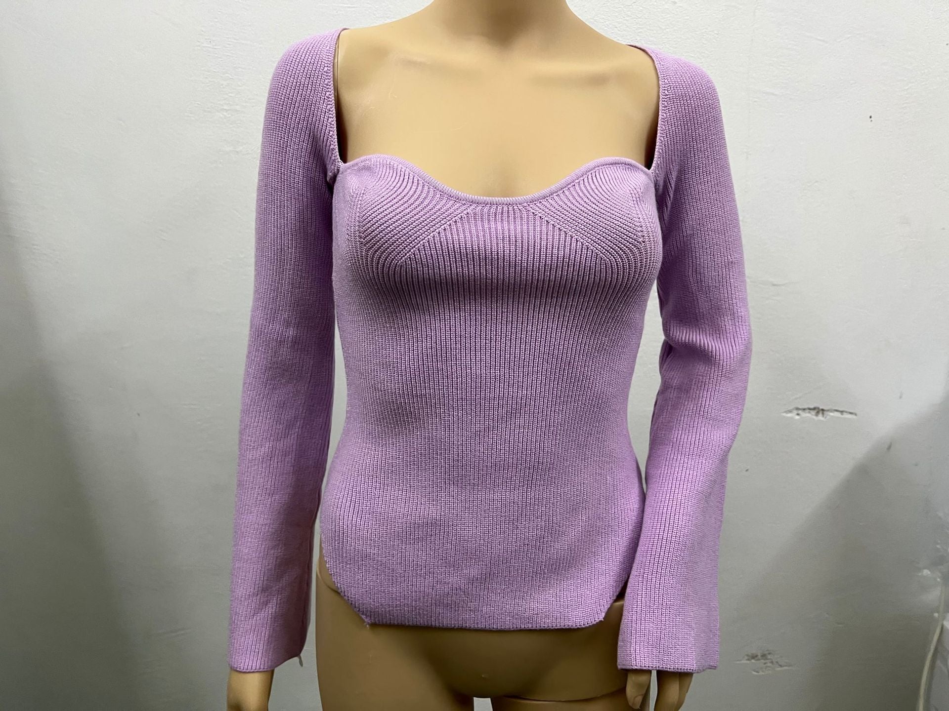 Sarah Express Women's Off-Shoulder Pullover Sweater - Long Sleeve Knit Top Light Purple