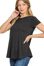 Sarah Express Women’s Flowy Rayon Short Sleeve T-Shirt with Round Hem