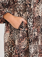 Sarah Express Women's Leopard Ruffled Detail Long Sleeve Loose Mini Dress