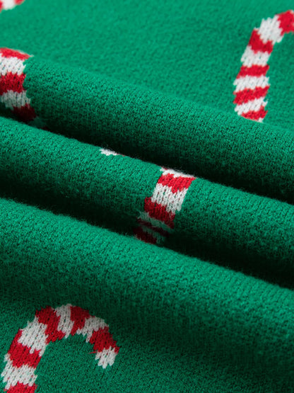 Sarah Express Women's Christmas Candy Cane Holiday Drop Shoulder Sweater