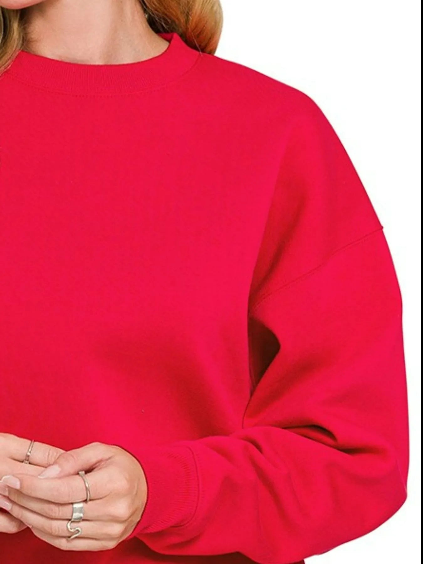 Sarah Express Women's Fleece Crewneck Sweatshirt | Oversized Long Sleeve | Cotton Blend | S-L