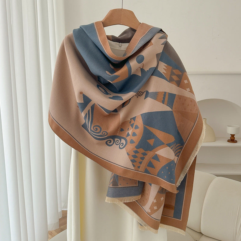 Sarah Express Geometric Ethnic Print Scarf Soft Cashmere-Feel Warm