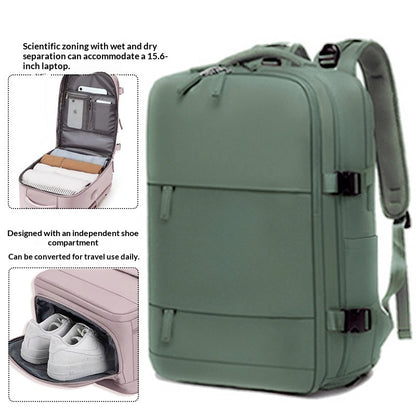 Sarah Express Men's Waterproof Laptop Backpack | Travel & Business Nylon Bag with Dry-Wet Separation 2210 Small Army Green