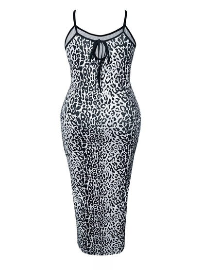 Sarah Express Women's Plus Size Leopard Print Bodycon Maxi Dress Leopard