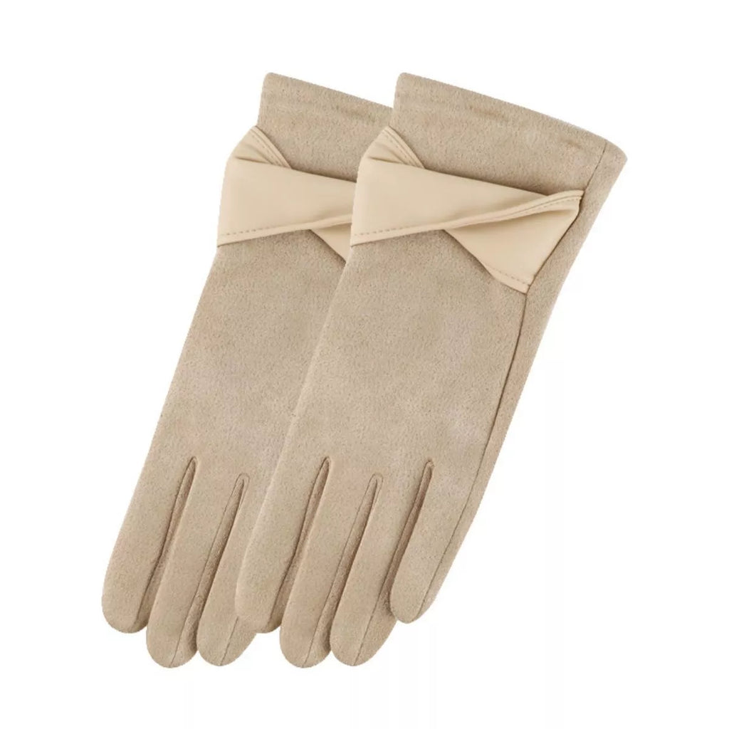 Sarah Express Women's Warm Leather Trimmed Suede Gloves