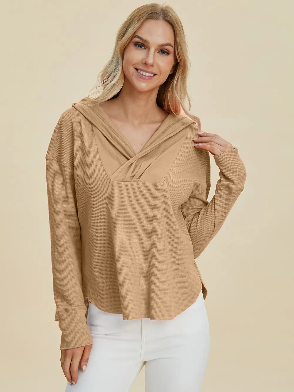 Sarah Express Women’s Plus Size High-Low Drop Shoulder Hoodie
